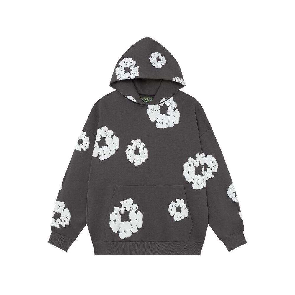 Denim Tears Cotton Sweatshirt with Embossed Print in Kapok Grey Color -